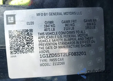 2020 Chevrolet Malibu Fwd Lt из США, поврежденный, VIN 1G1ZD5ST2LF083201